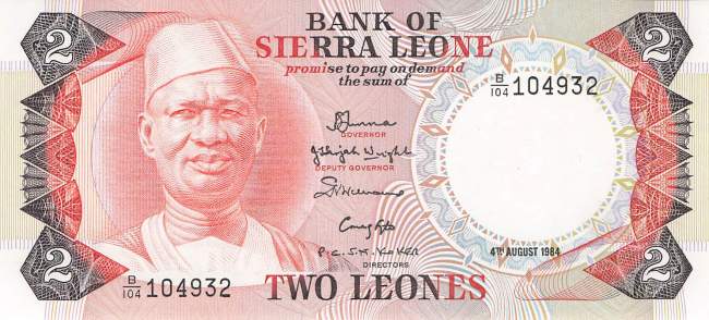 Sierra Leone p6g 2 Leones 1984